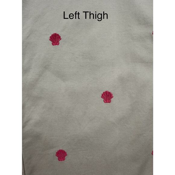 Talbots Signature Embroidered Crop Pants Size 16 Pink Shells Stretch Khaki Chino - Picture 12 of 12